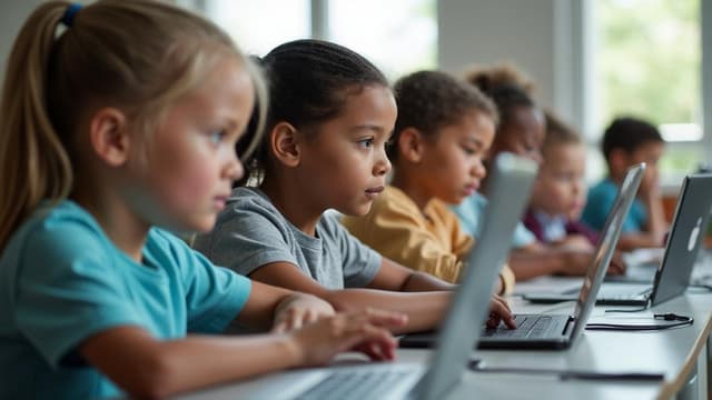 Students taking digital reading assessment on computers